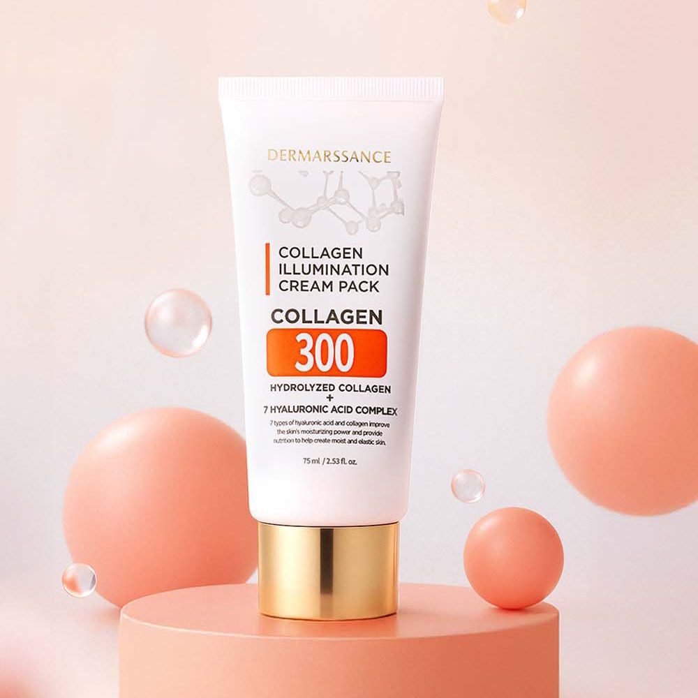 DERMARSSANCE Collagen Illumination Cream Pack 75ml 300Da Collagen Peptide 7 Hyaluronic Acid Peel-Off _ Made in KOREA